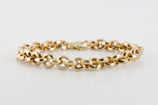 14k Yellow Gold Hammered Link Bracelet